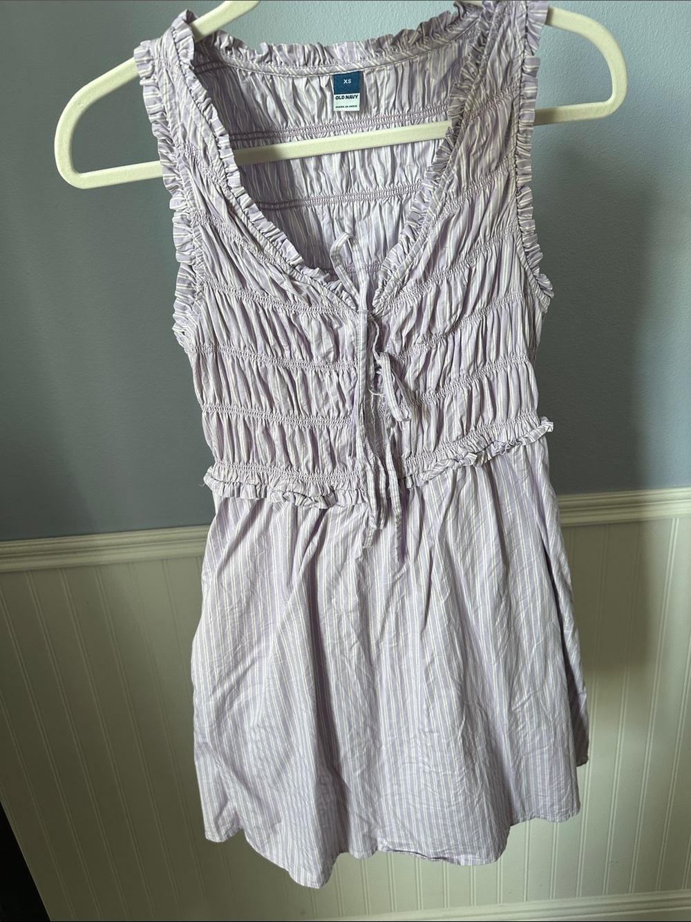 Old Navy 100% Cotton Light Lavender Ruffle-Trim Smocked Dress